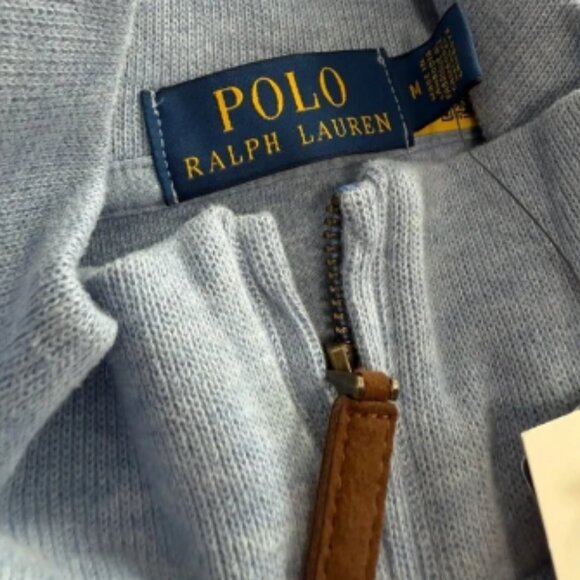 POLO RALPH LAUREN Luxury‎ Jersey Quarter-Zip Pullover Blue Men's Size Medium - Picture 4 of 4